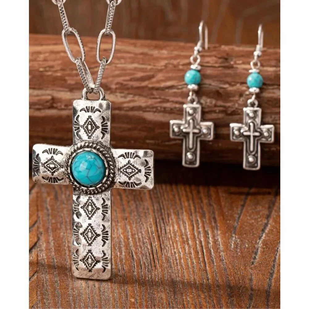 Cross Earring Necklace Set